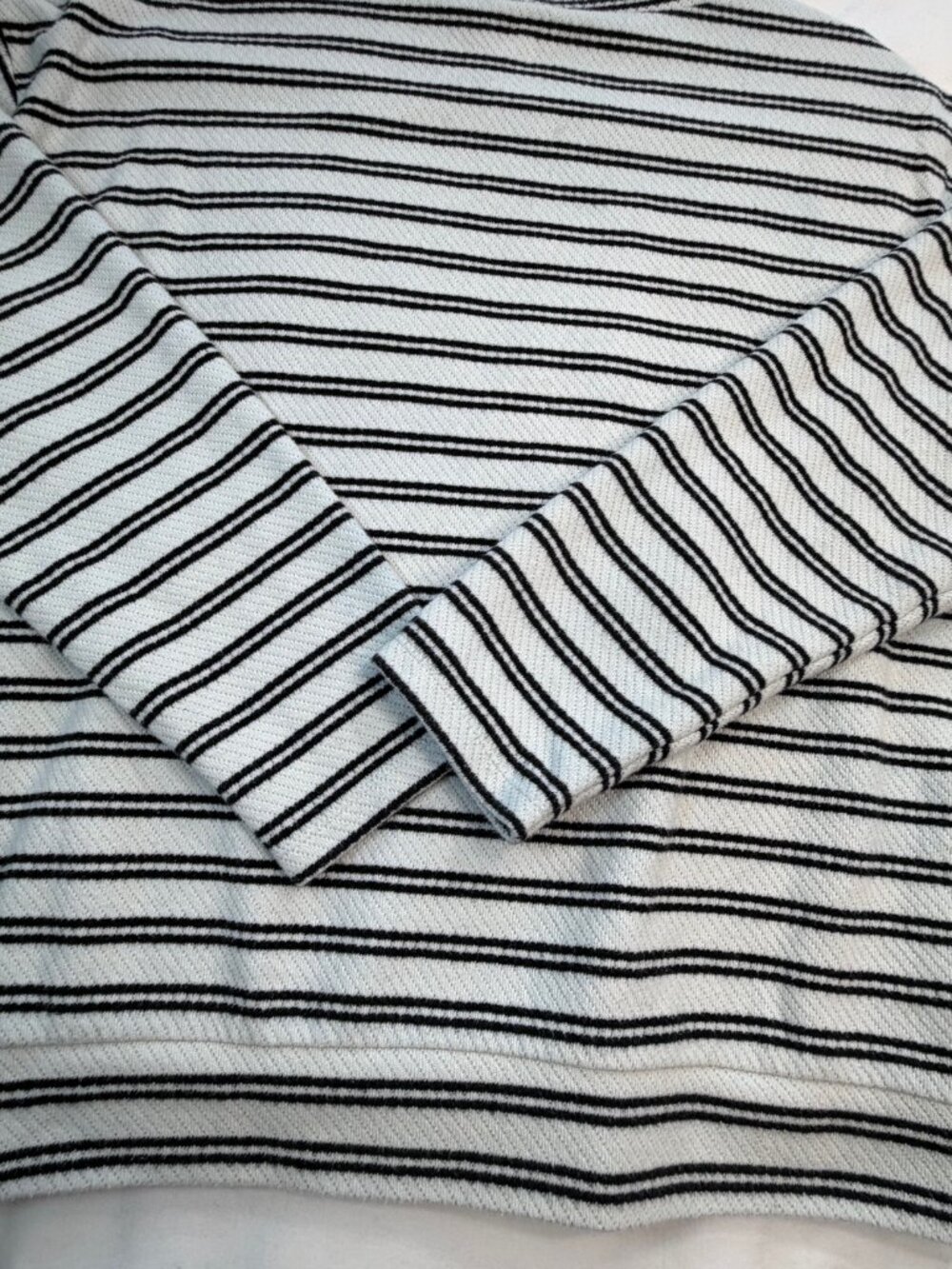 LOFT Striped Textured Knit Top Black White Long Sleeve Size M - Picture 9 of 11